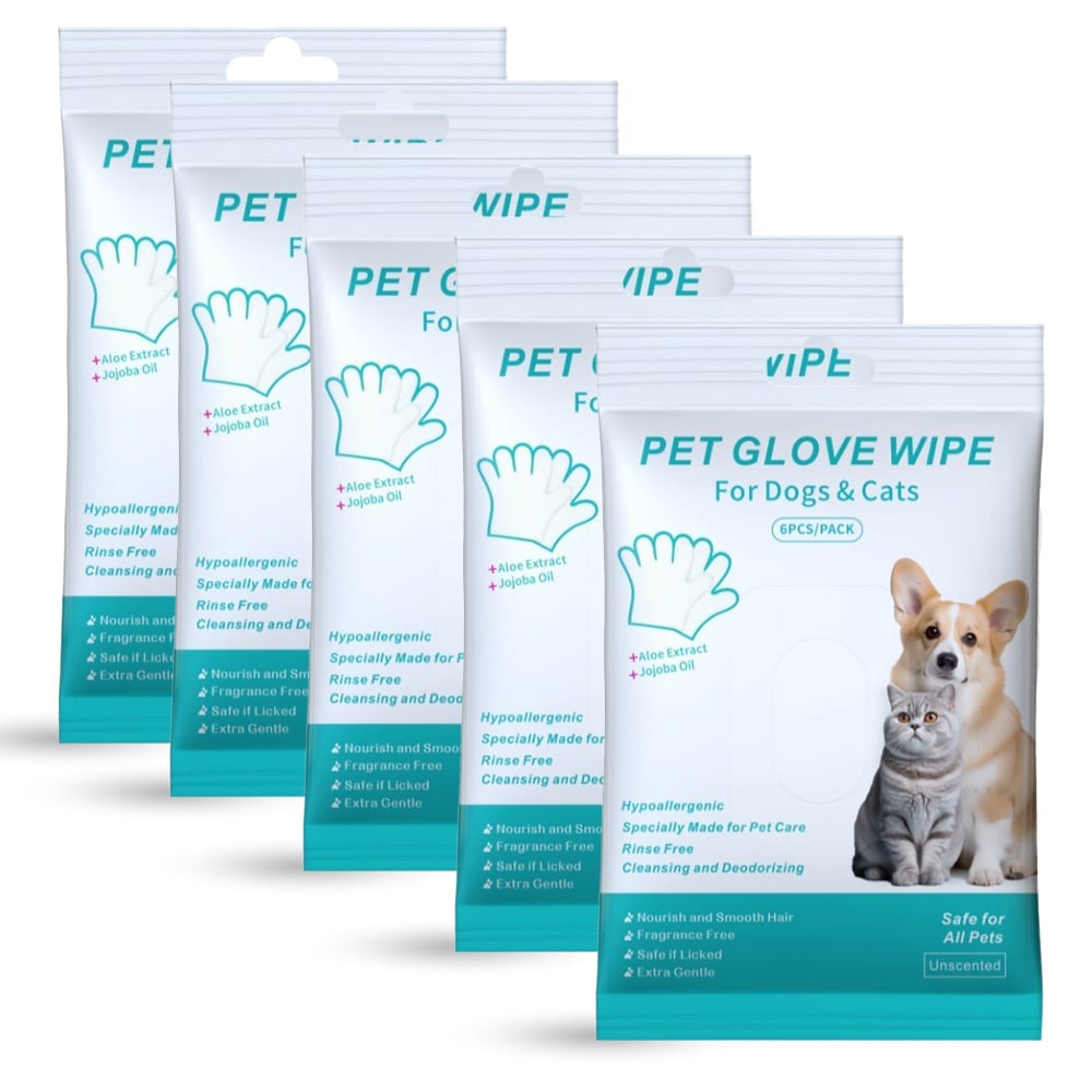 üî•Rinse-Free Dog Shampoo Mitts ‚Äì Hypoallergenic Pet Bath Wipes, 6 Packs