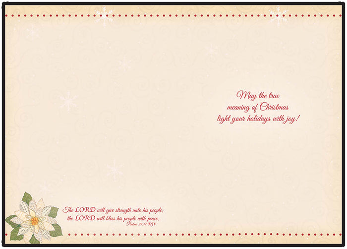 Vintage-style Christmas card with floral design and text on a beige background