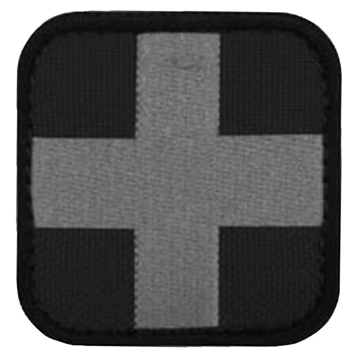 Embroidered Medic Cross Patch, black and gray