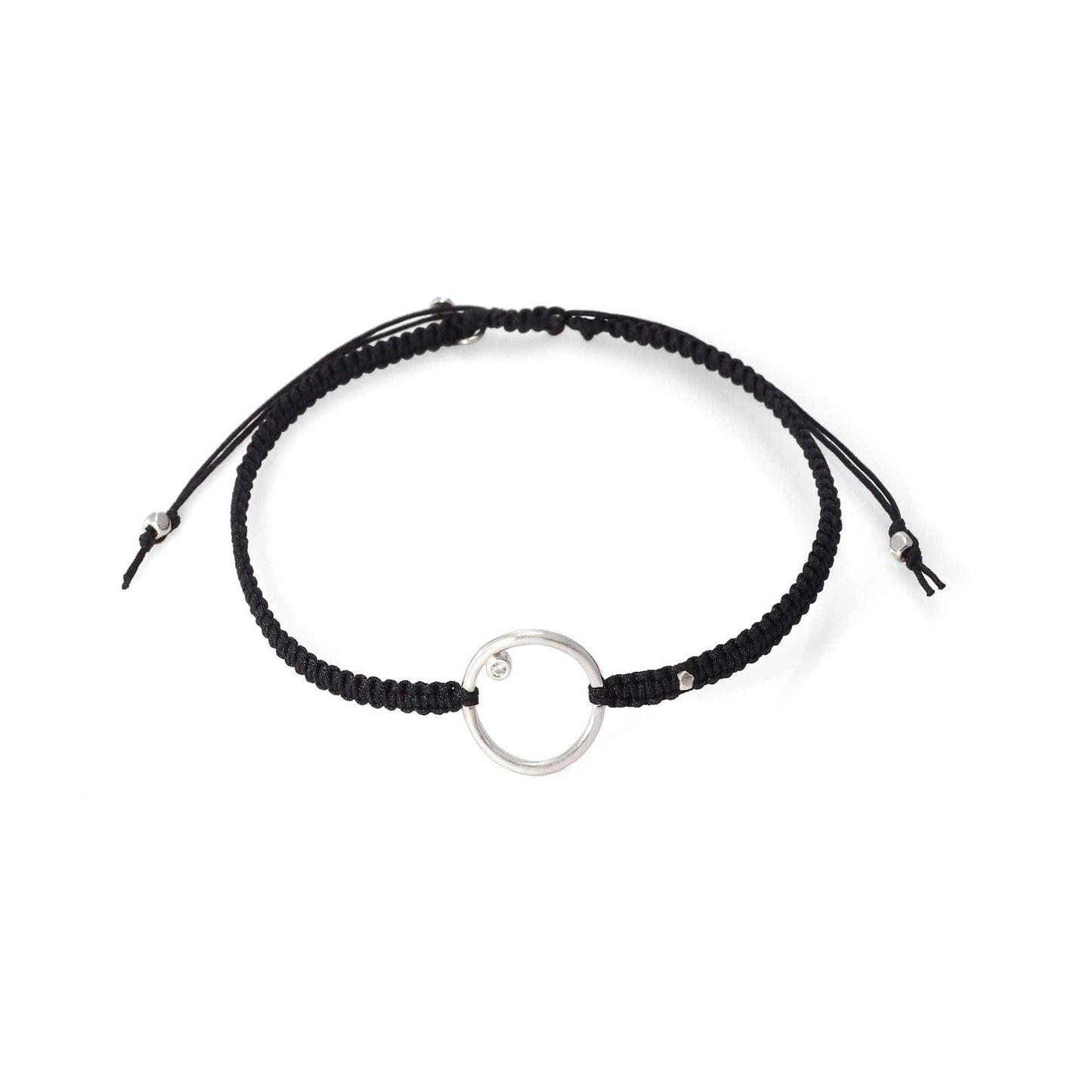 Braided Silk Cord Bracelet With Open Circle