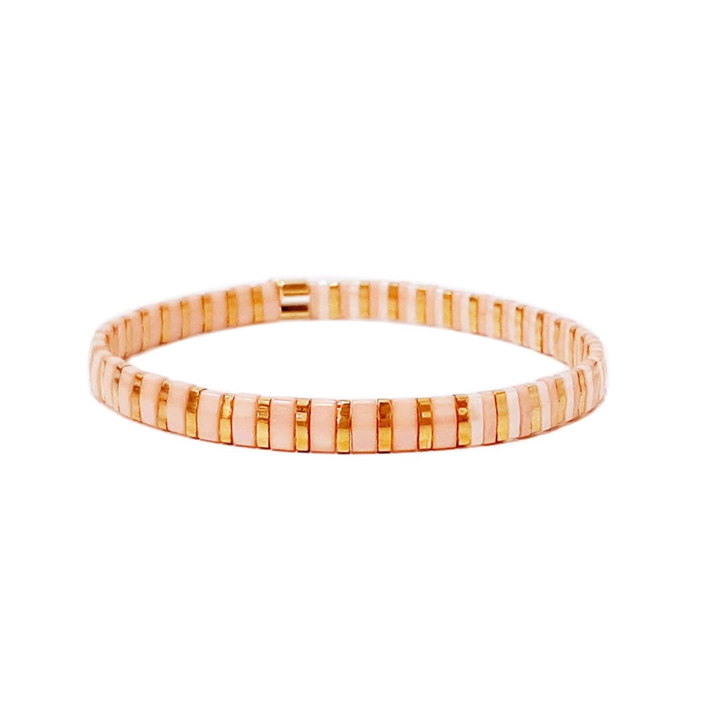 Handmade Tila Beaded Striped Stretch Bracelets