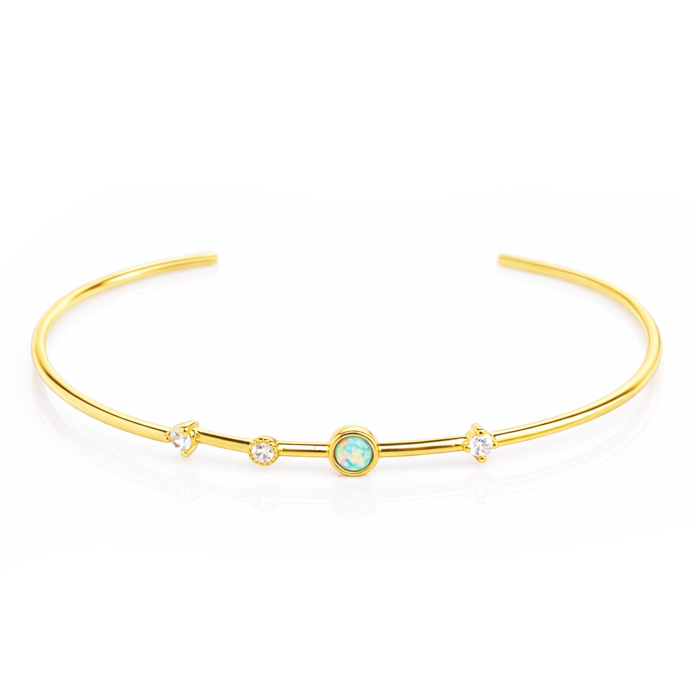 Opal and CZ Open Cuff