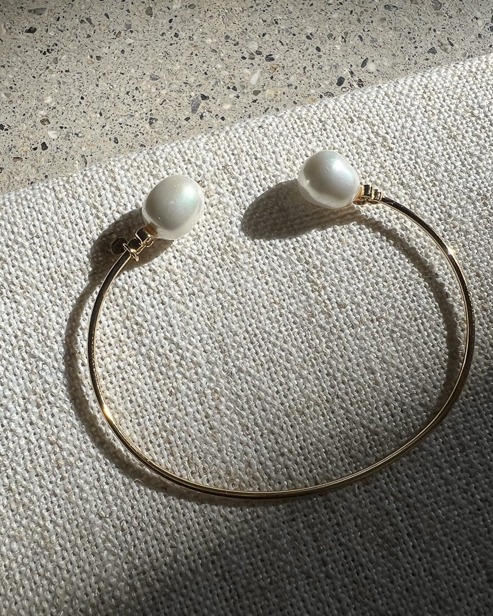 Small Pearl & CZ Cuff Bracelet