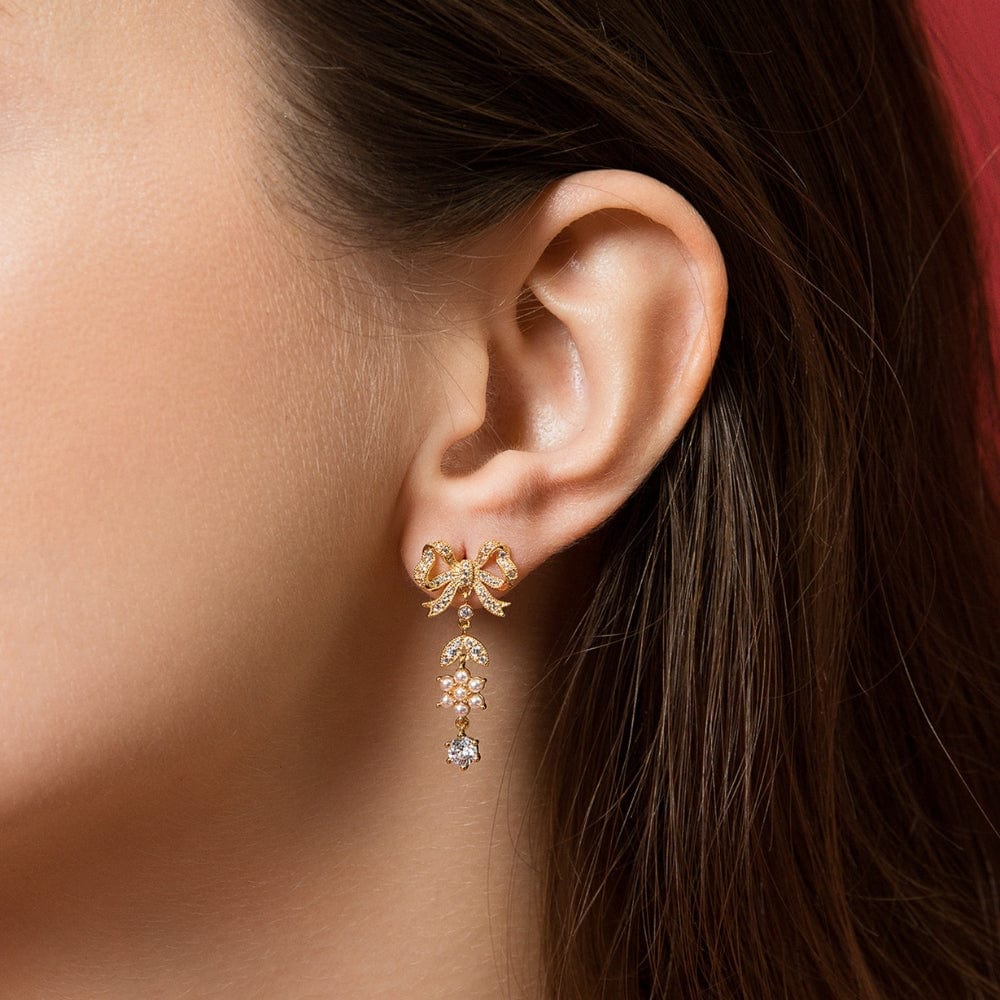 Bow & Blossom Drop Earrings