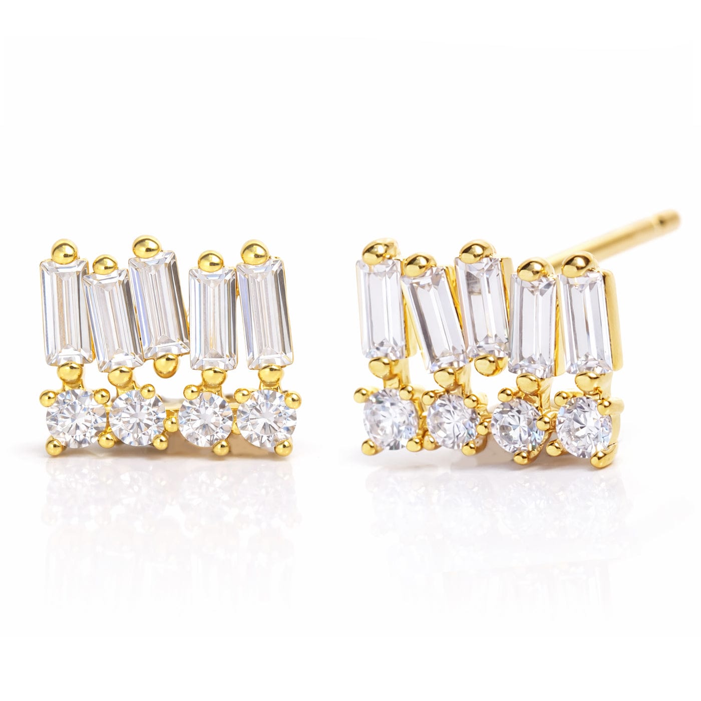 CZ Baguette Tiered Studs
