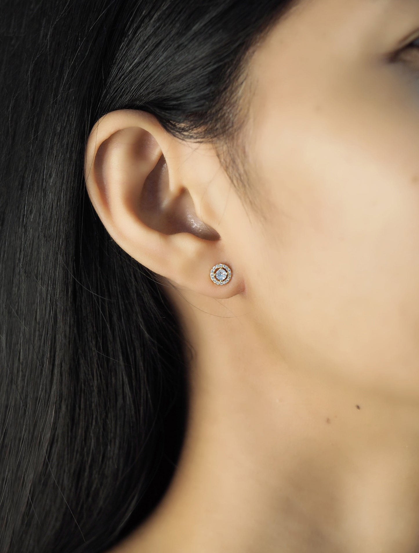 CZ Studs with Pave Halo