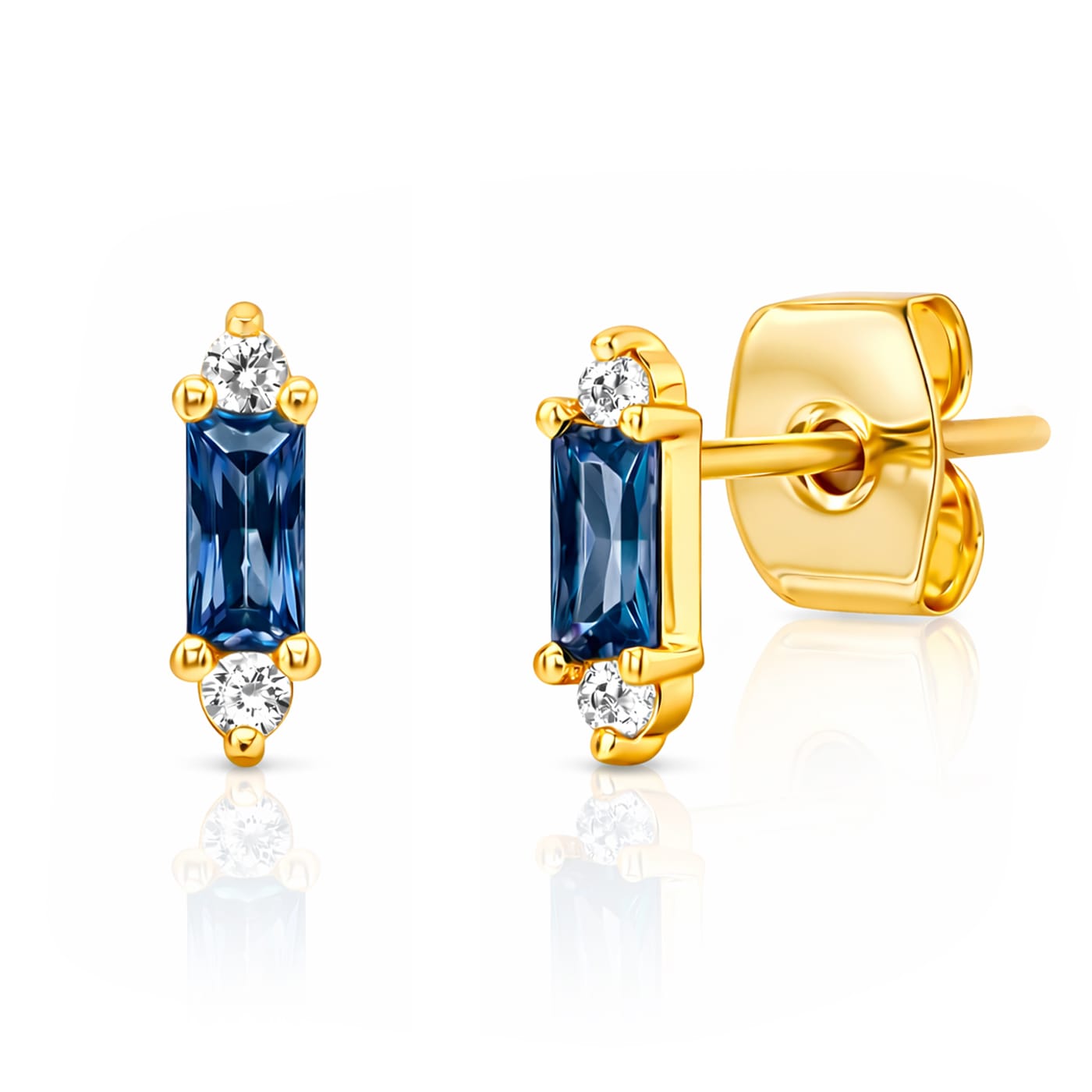 Gold Baguette Mini Stud Earrings