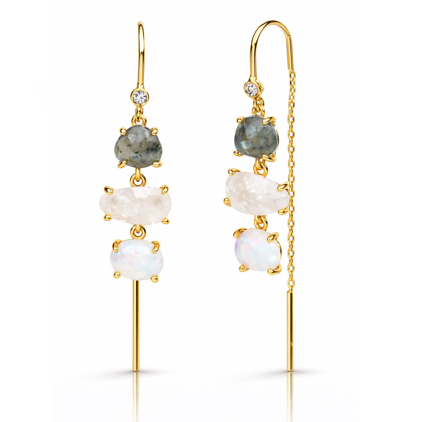 Gold Three Stone Threader