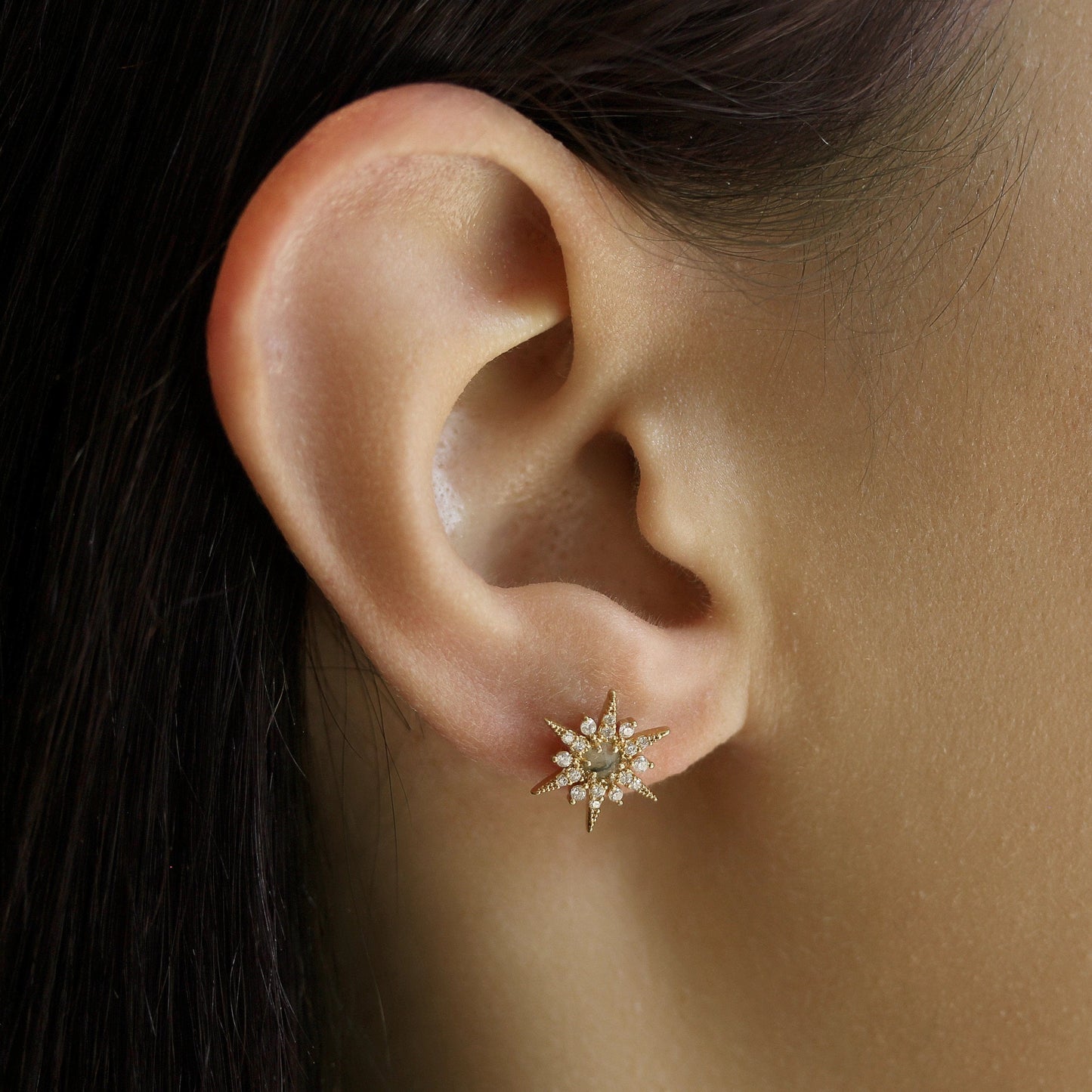 Labradorite Stone Starburst Earrings