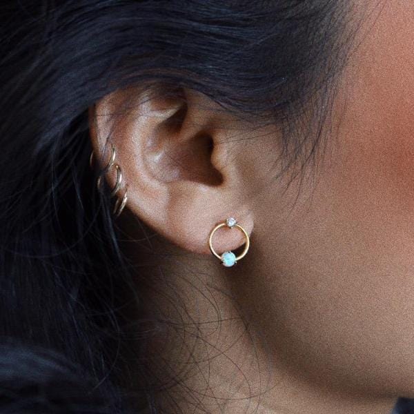 Open Circle Opal Earrings