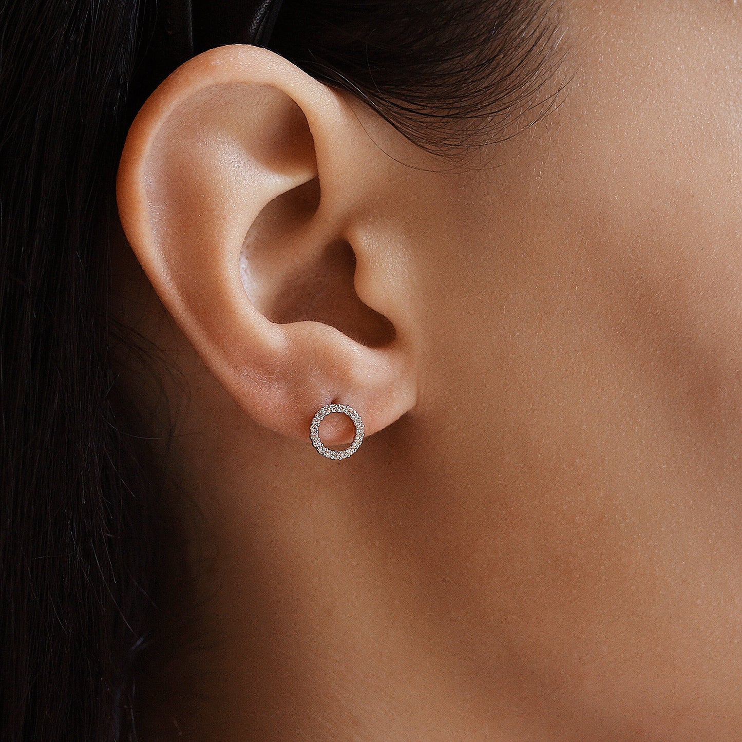 Open Circle Pave Cz Stud