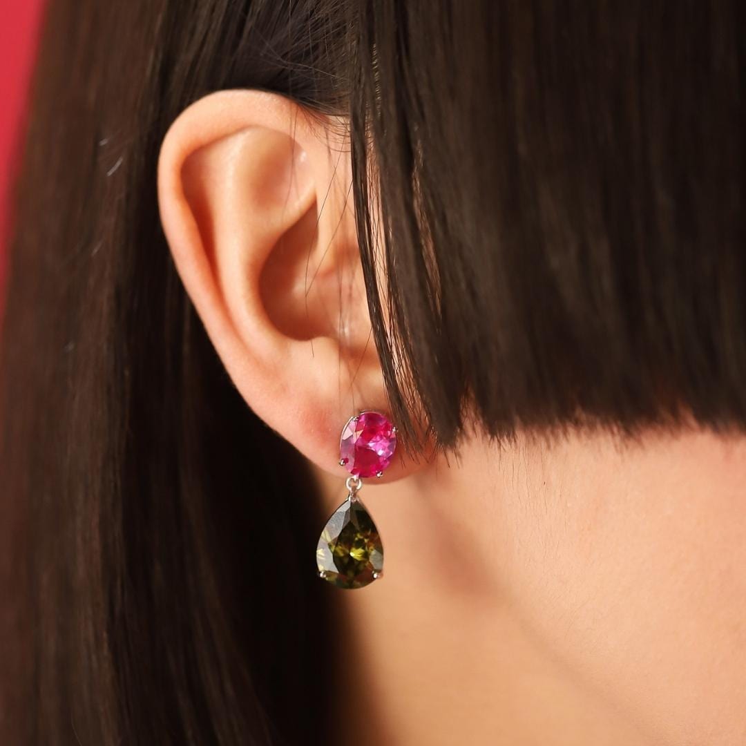 Oval and Pear Glass Drop Earrings