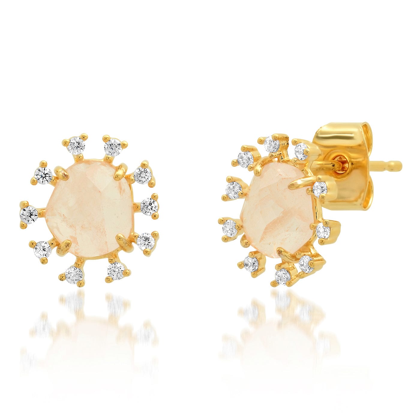 Rough Cut Rock Crystal Starburst Studs