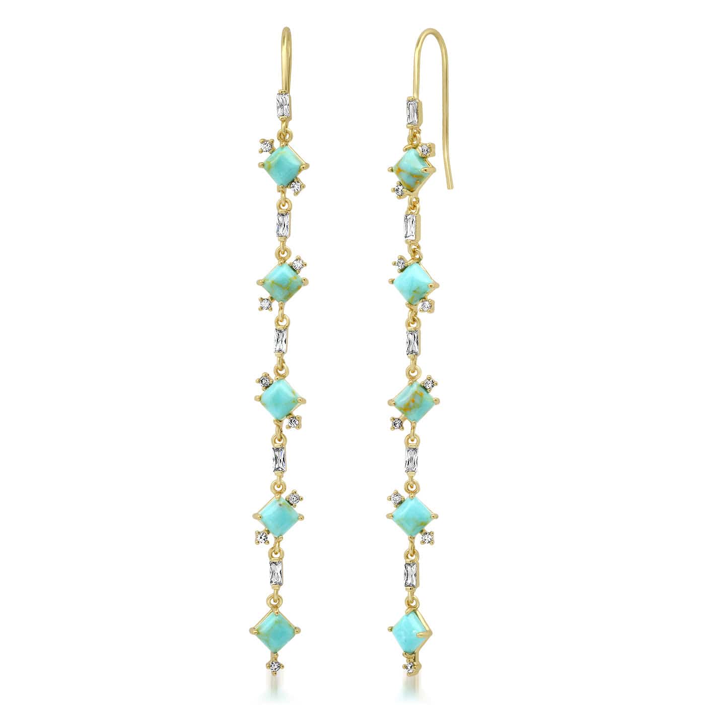 Turquoise CZ Linear Drop Earrings