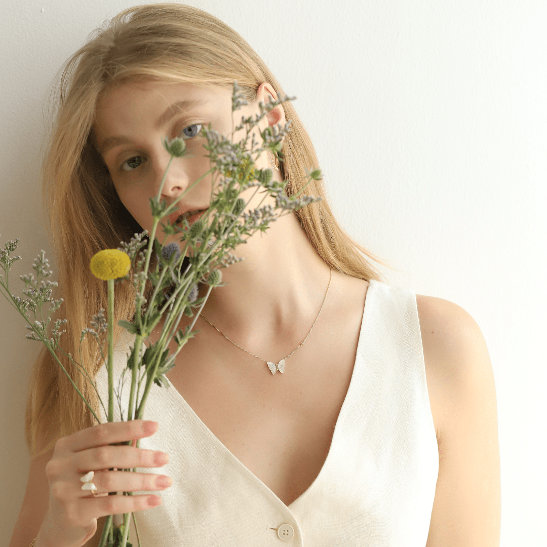 Mother of Pearl Butterfly Pendant Necklace