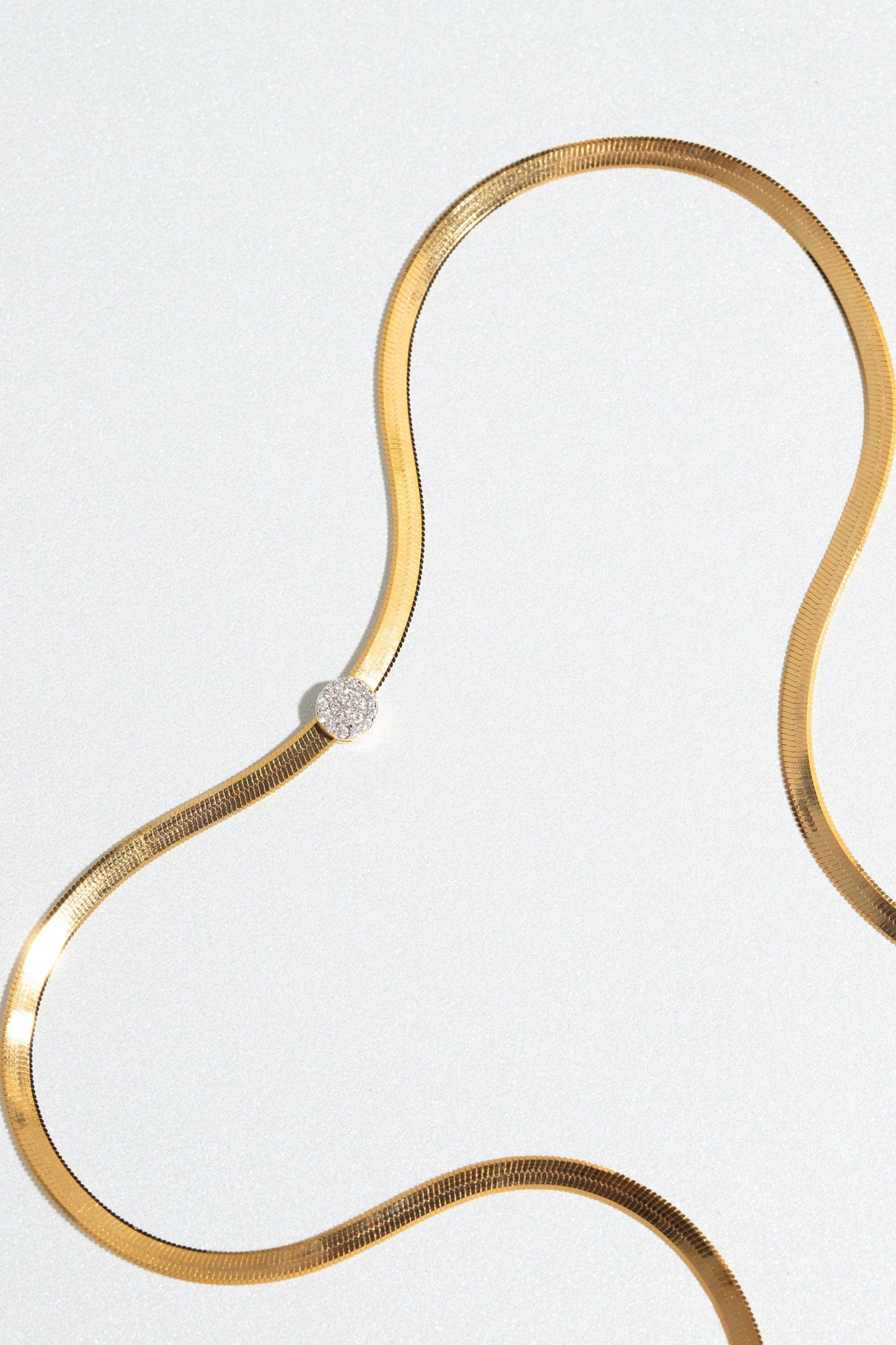 Herringbone Chain with Pave' Dot Necklace