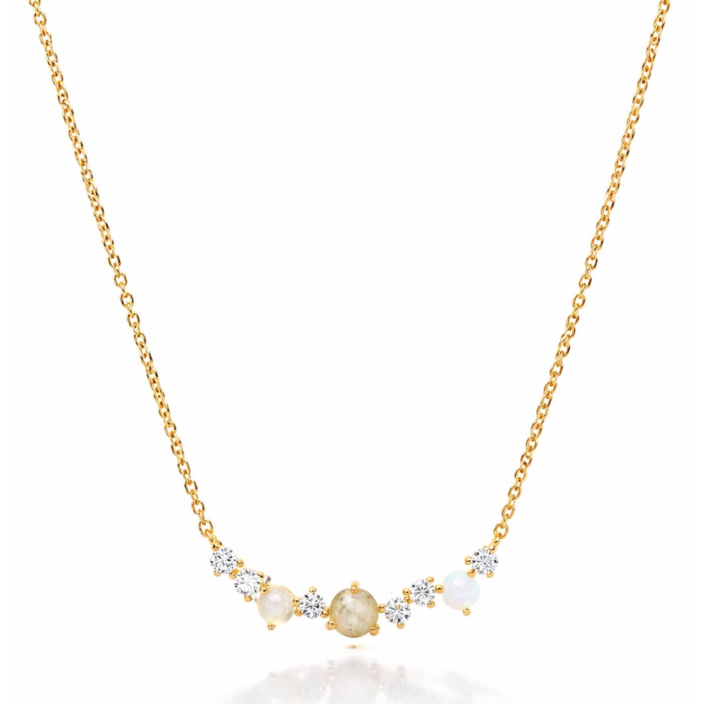 Multi-Stone Cluster Bar Necklace