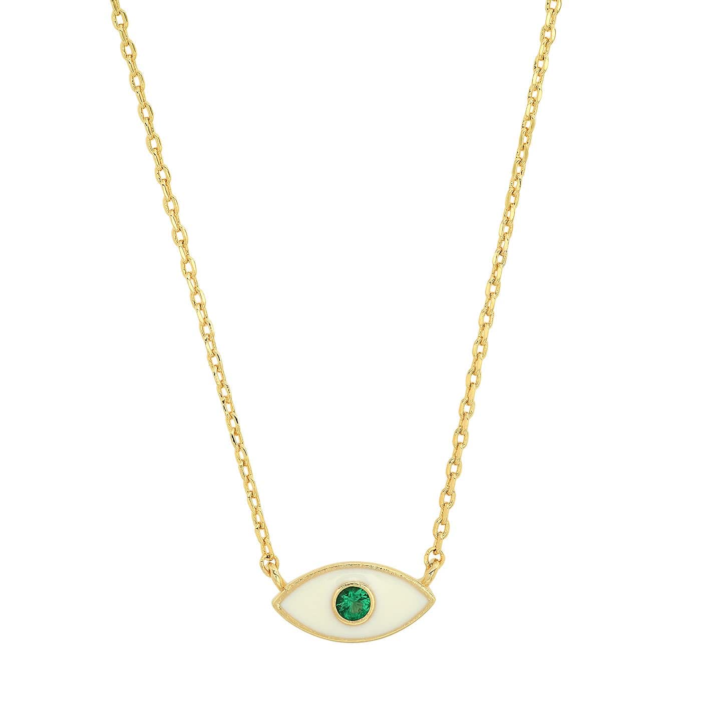 White Enamel Tear Eye Pendant Necklace