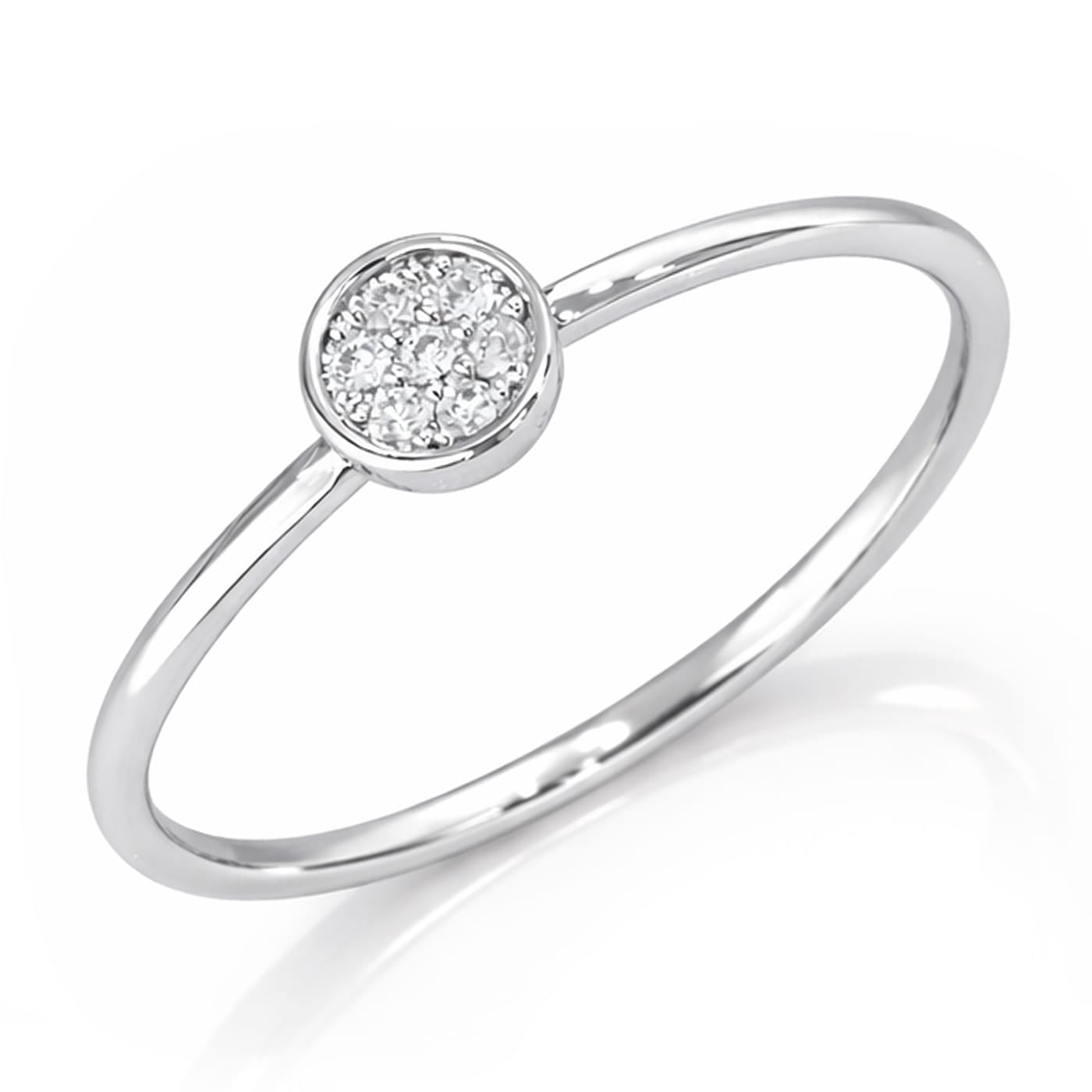 Silver CZ Disc Accent Ring