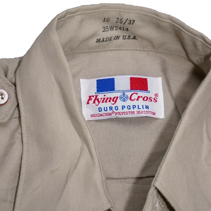 US Made Flying Cross Tan Service Dress Shirt - Medium - Army & Outdoors - Dress Shirts