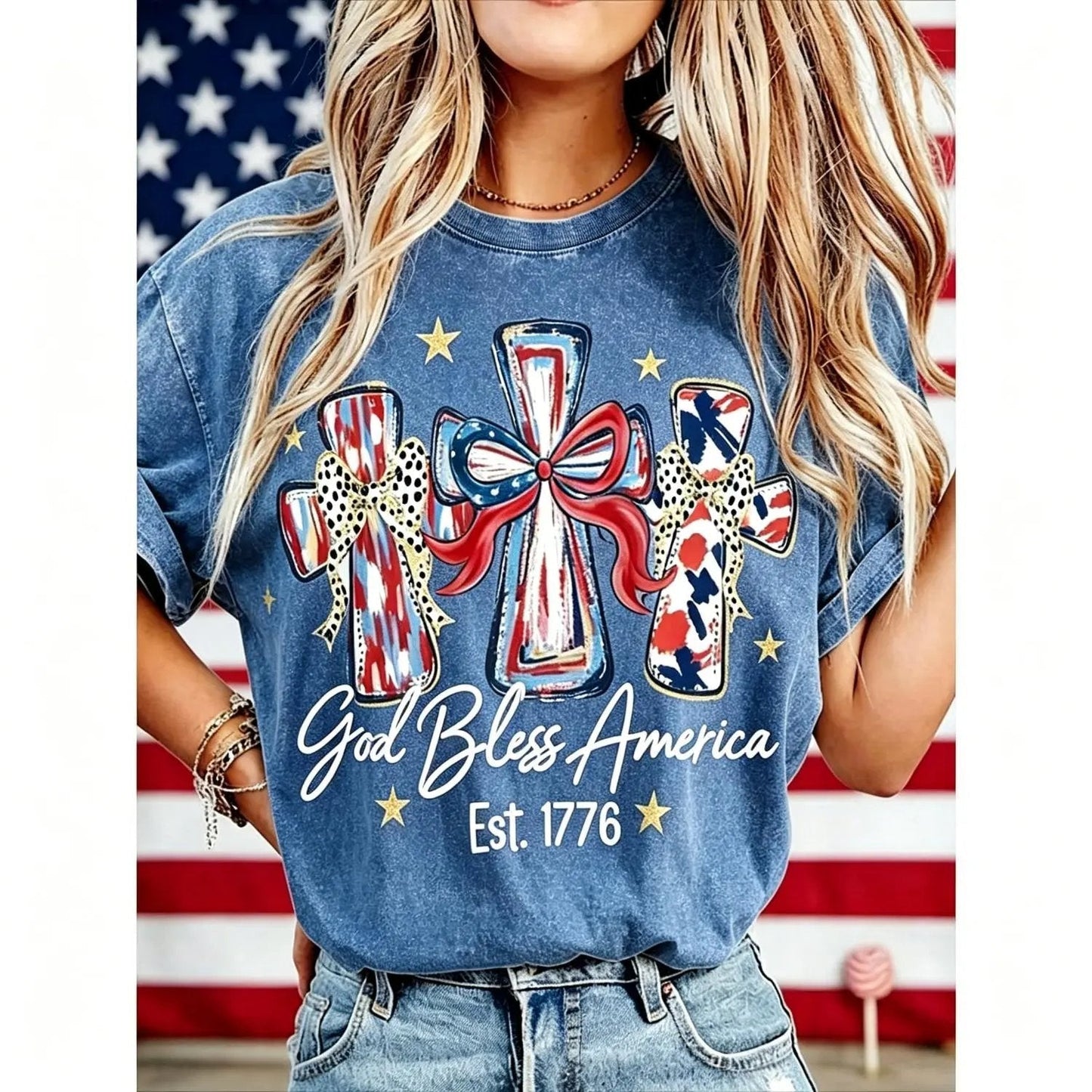 ‚≠ê God Bless America Women T-Shirt - Vintage 250th Anniversary USA Gift TeeüéÜ