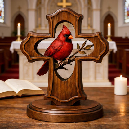 ‚ù§Ô∏è‚úùÔ∏èHandcrafted Cardinal Cross Ornament