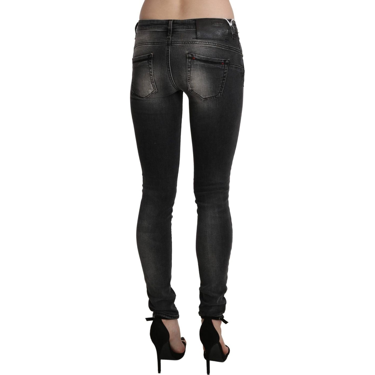 Acht Black Gray Washed Skinny Trouser Cotton Jeans