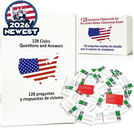 2026 US Citizenship Flash Cards: Study Guide: American Citizenship (Spanish & English)