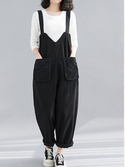 Relaxed Denim Bib Overalls - All Day Comfort | Eva Trends