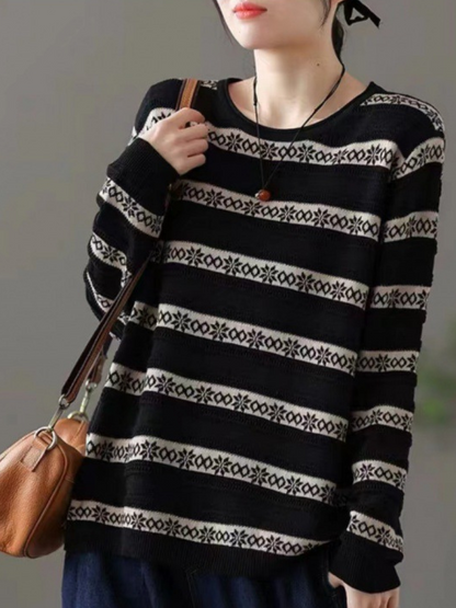 Women's Stripe Loose Sweater - Chic & Cozy | Eva Trends
