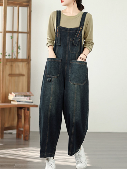 Chic and Relaxed Women's Wide-Leg Denim Overalls | Eva Trends