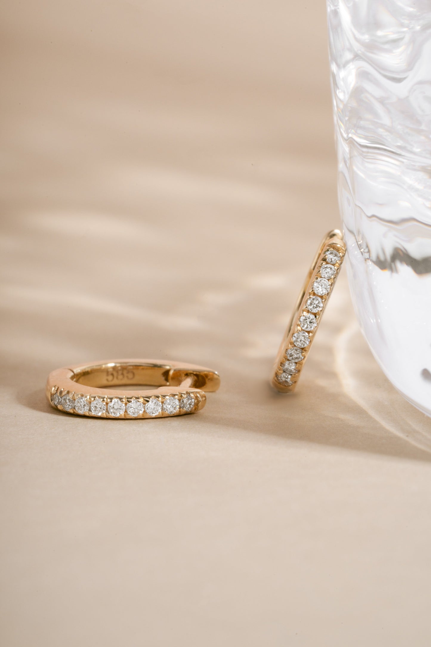 14K Solid Gold 8mm Pavé Lab Grown Diamond Huggies
