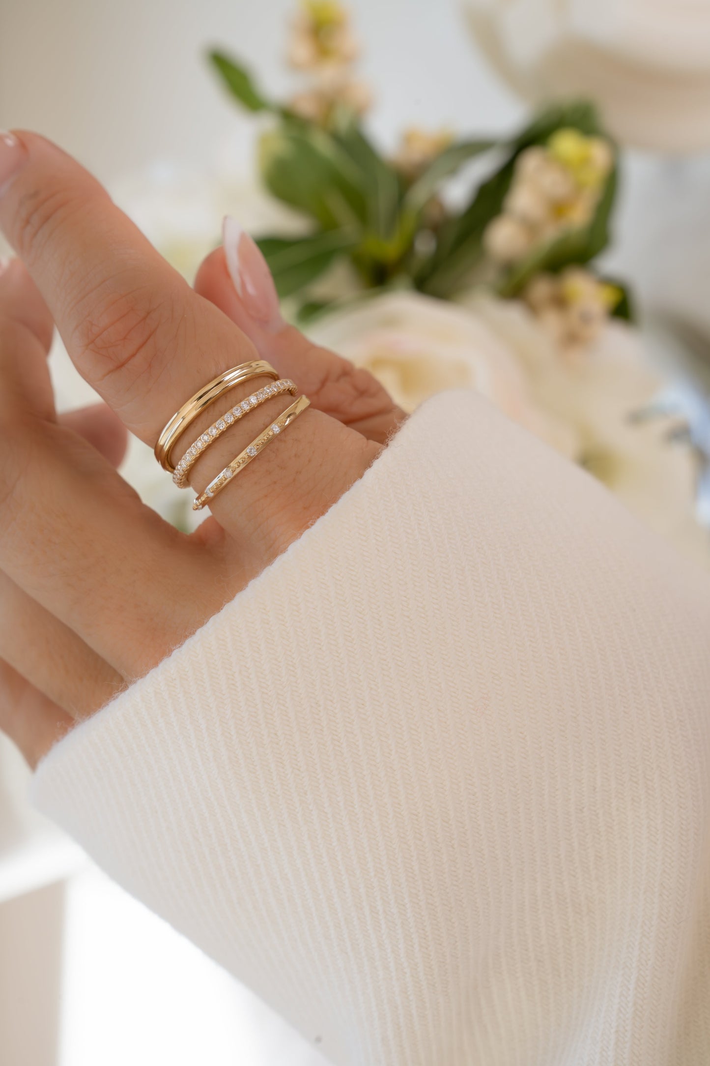 14K Solid Gold Double Band Ring