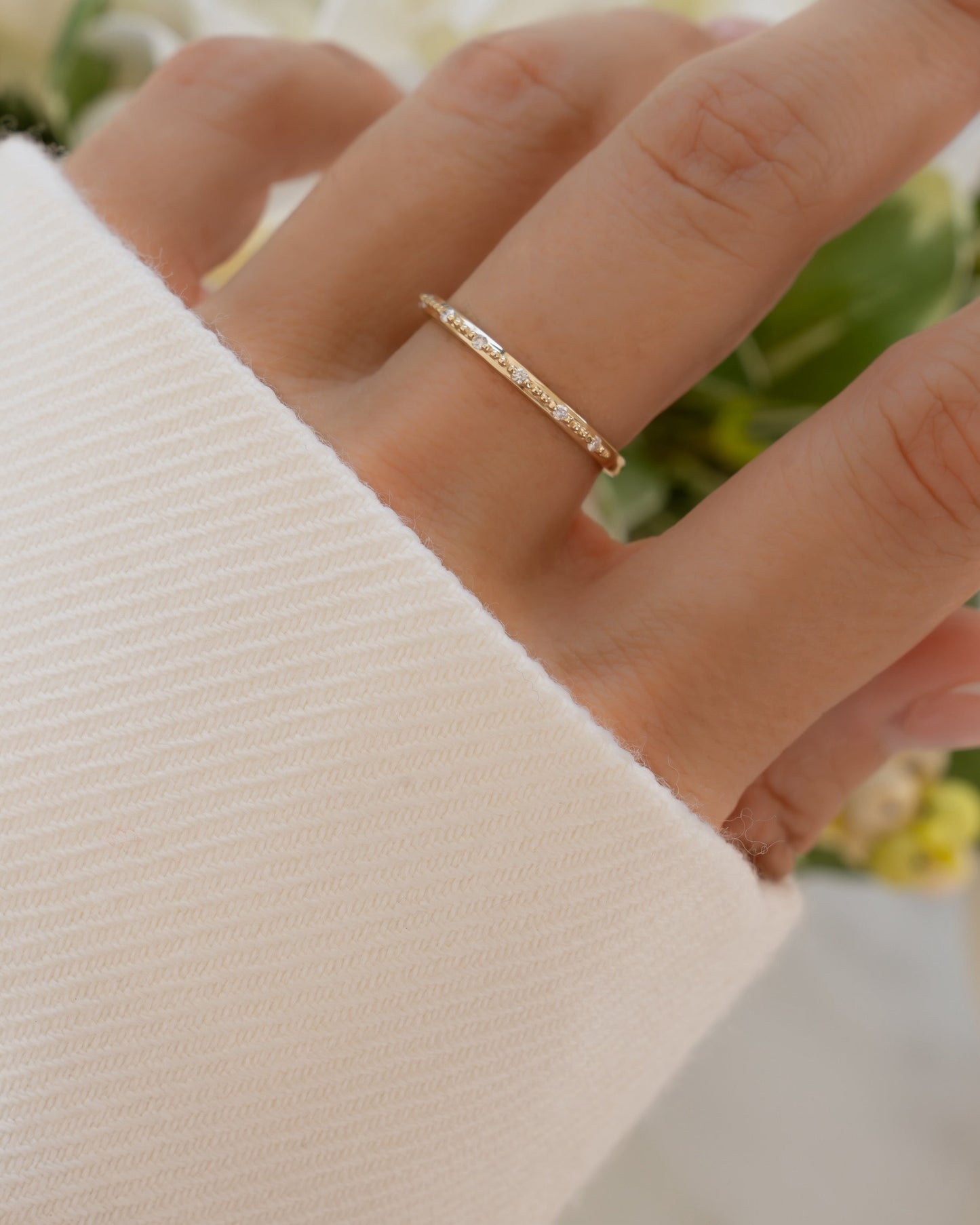 14K Solid Gold Lab Grown Diamond Mia Stacking Ring