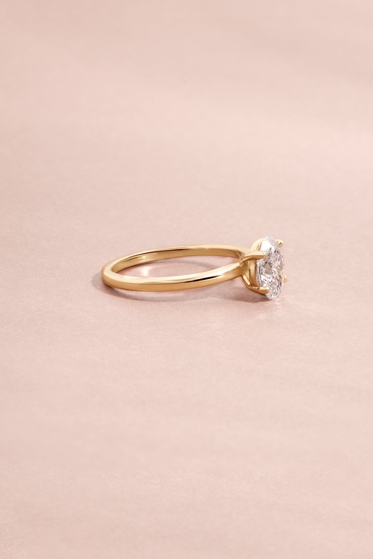 14K Solid Gold Oval Solitaire Lab Grown Diamond Ring
