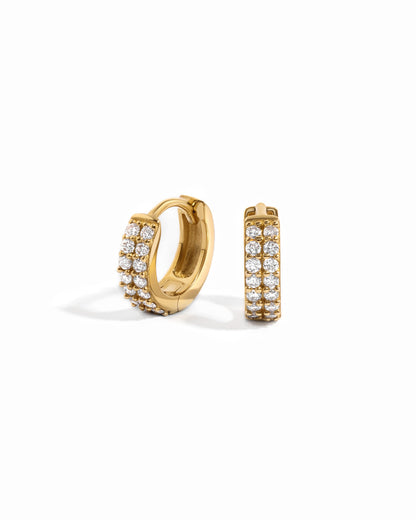 14K Solid Gold Two Row Lab Grown Diamond Huggies