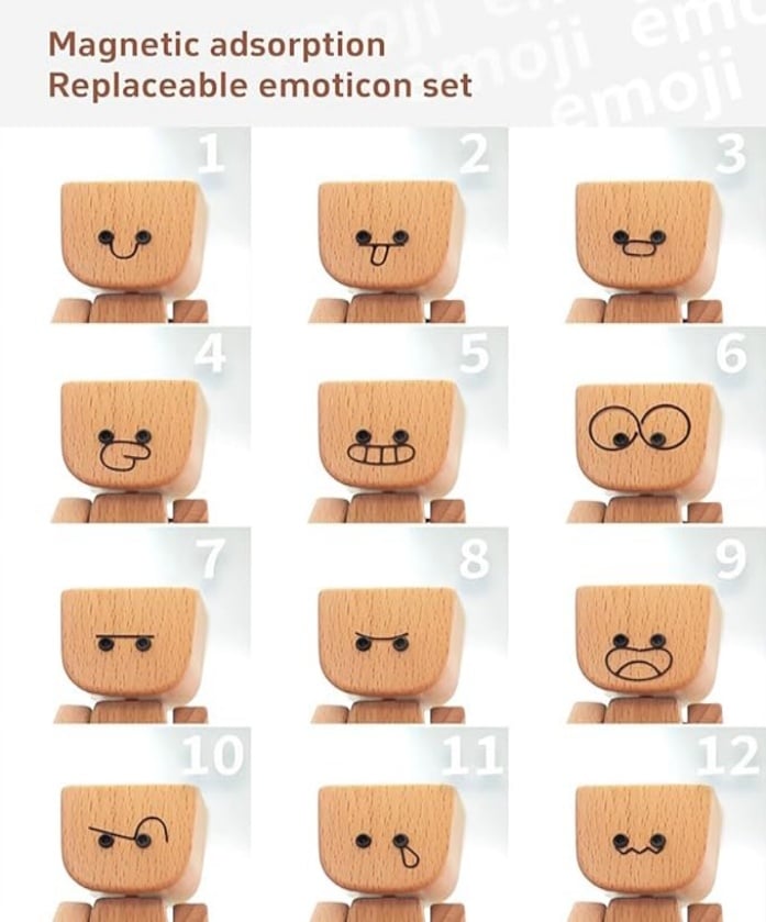 üî•Charming Little Wooden Figure That Sways with 12PCS Magnetic Expressions