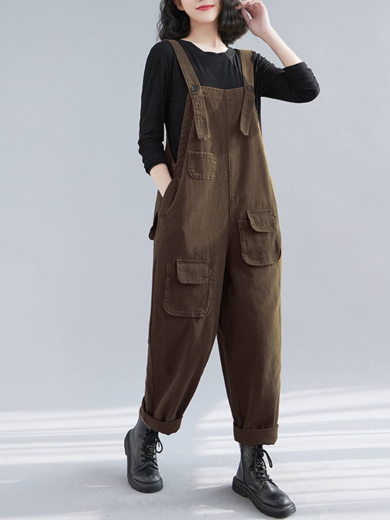 Relaxed Denim Bib Overalls - All Day Comfort | Eva Trends