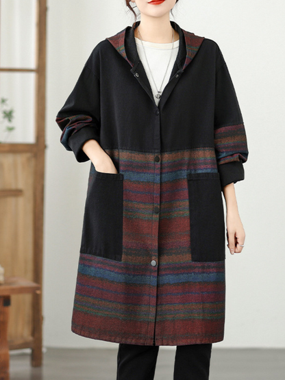 Vintage Floral Long Jacket – Loose Fit, Casual Chic Outerwear