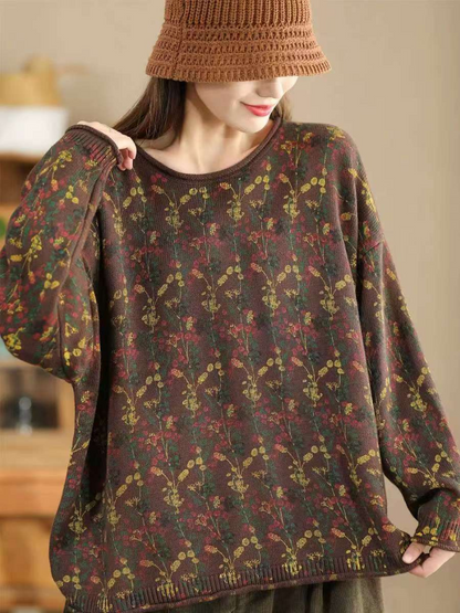 Women's Modern & Stylish Crew Neck Hooded Loose Printed Sweater