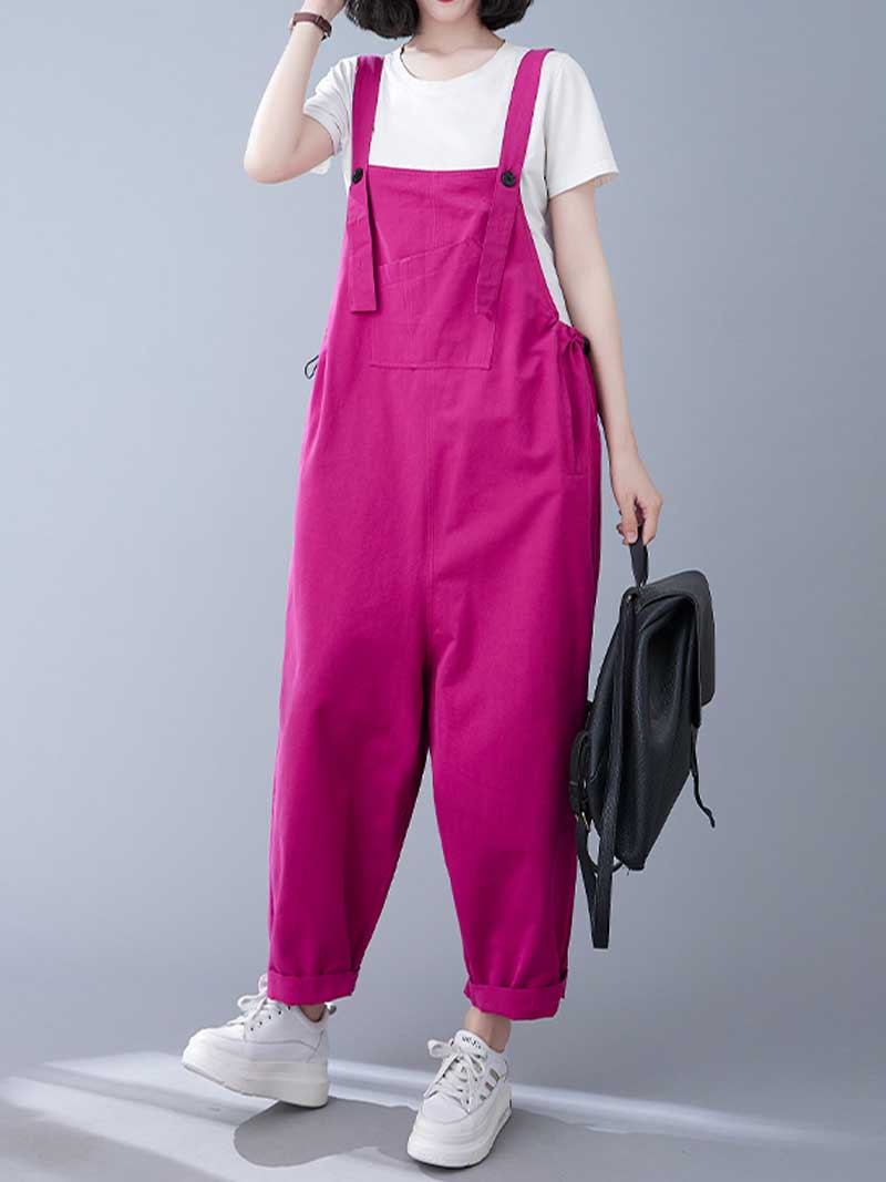 Plain Cotton Salopette Dress - Comfort & Style | Eva Trends