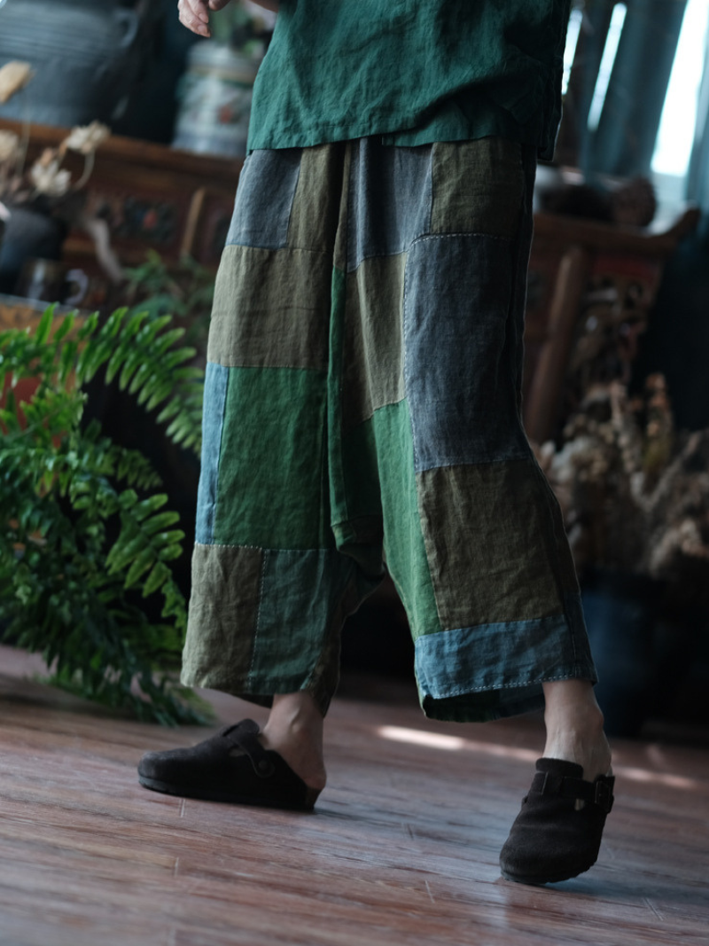 Women' s Summer Trendy Casual Retro Patchwork Loose Bottom