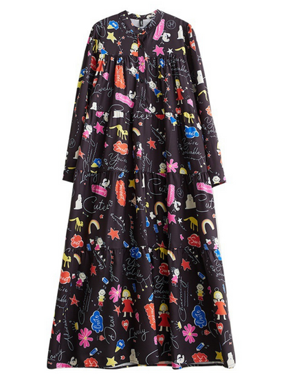 Trendy Women's Printed Button Up Midi Smock Dress | Eva Trends