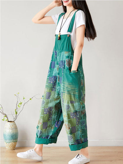 Patchwork Floral Cotton Overall Dungarees