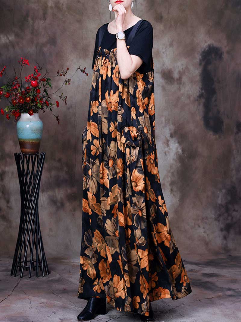 Folaral Pleated Pocket Maxi Salopette Dress | Eva Trends
