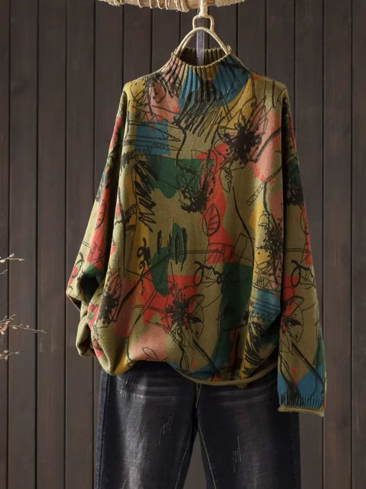 Women's Trendy and Stylish Layered Turtleneck Loose Hood Sweater