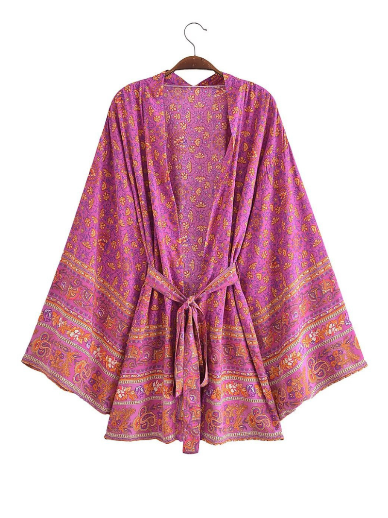 Women's Short Kimono Jacket. Short Kimono Robe. Bohemian Print Kimono