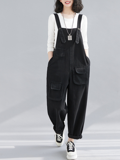 Relaxed Denim Bib Overalls - All Day Comfort | Eva Trends