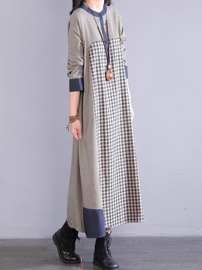 Casual Plaid Women's A-Line Midi Dress | Eva Trends