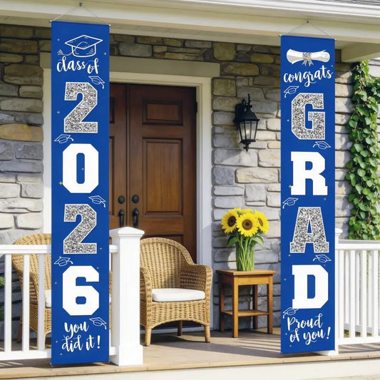üéìClass of 2026 Graduation Banner 11.8" x 70.87" | Congrats Grad Front Door Porch Decor for Graduation Party (‚ú®Set of 2)